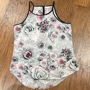 Floral Tank Sleeveless - white Black, Gray, Pink